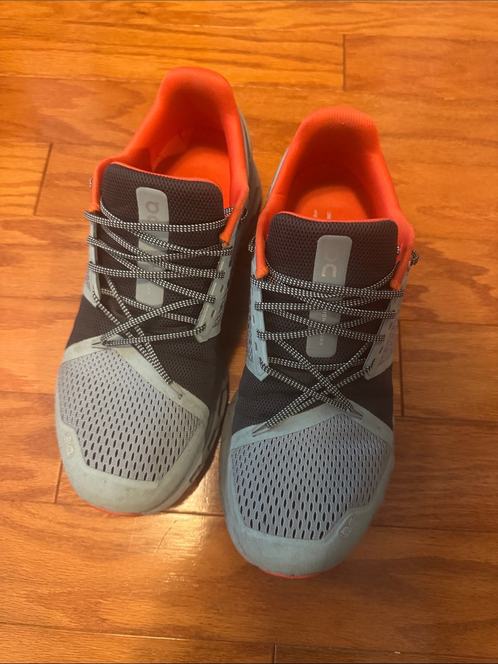 On Running Men's Gray and Orange Mesh Running Sneakers